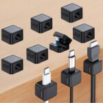 10 Pack Cord Organizer, Magnetic Cable Management, Cord Holder for Desk, Adhesive Cable Clips Wire Keeper for Nightstand, Home, Office, Desktop, Car, Wall (Black) - Image 2