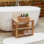 Small Shoe Rack Bench, Wooden Shoe entryway Bench, Shoe Organizer for Hallway, Living Room(Natural, 23.62”) - Image 3