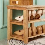 Small Shoe Rack Bench, Wooden Shoe entryway Bench, Shoe Organizer for Hallway, Living Room(Natural, 23.62”) - Image 5
