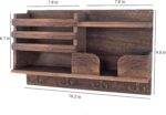 Key Holder Wall Mount, Wooden Organizer Wall Mount with 4 Double Hooks and Wallet Holder, Sunglasses and Mail Storage Rack for Entryway or Mudroom - Brown - Image 3