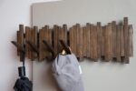 Natural Wood Wall Mounted Piano Coat Rack| Coat Rack Wall Mount| Flip Down Wall Hook Rack 7 Hooks| Entryway Wall Art Hook,Made of Acacia Wood (Wood Wax Oil Dyed Walnut Color).Wall Art - Image 4
