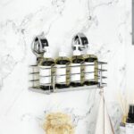 Suction Cup Shower Caddy, Shower Shelf Soap Dish with Hooks for Razor, Sponge, Rust Proof 304 Stainless Steel, Silver - Image 3