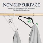 HOUSE DAY Black Velvet Hangers 60 Pack, Non Slip Clothes Felt Hanger Heavy Duty for Coat, Premium Slim Space Saving Suit Hangers for Closet Organizer, 360° Rotating Silver Hook - Image 3