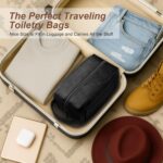 Travel Toiletry Bag for Men and Women, Travel Shaving Dopp Kit Water-resistant Bathroom Toiletries Organizer PU Leather Cosmetic Bags (Black) - Image 7