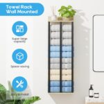 Towel Racks for Bathroom Wall Mounted, 3 Bar Wall Towel Rack for Rolled Towels, Metal Towel Holder with Wooden Shelf, Sturdy and Large Capacity, Towel Storage Organizer - Image 4