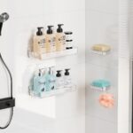 Sotfamily Clear Shower Caddy, Acrylic Wall Mounted Shower Shelves with Soap Dish & Adhesive Pads for Bathroom Organizers and Storage, No Drill Shower Caddies for Bathroom Decor - Image 3