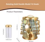 TINMIX Portable Stainless Steel Spice Rack with 16 Spice Jars Included Revolving Spice Organizer for Kitchen Tower Storage Rack for Spices and Seasoning Gold - Image 3