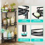 HapiRm Standing Corner Shower Caddy - 3 Tier Shower Organizer Corner with Soap Holder and 4 Hooks, Rustproof Bathroom Storage Shelves with Adhesives, Black - Image 4