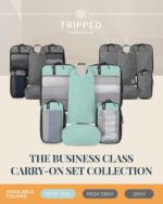 Compression Packing Cubes for Travel by TRIPPED – 6-Piece Premium Set with Laundry & Shoe Bag, Space Saving Travel Organizer Bags for Suitcase & Carry-On Luggage (Dusty Teal Mesh) - Image 5