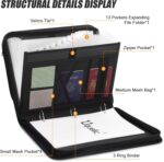 Uquelic Accordion File Organizer Binder with Multi Pockets, Expanding File Folders with 13 Pockets, Handle and Labels, Portable Home Travel Safe Storage for Letter A4 Files and More (Grey) - Image 3