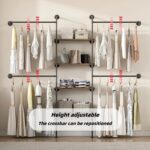 Industrial Pipe Clothing Rack, Heavy Duty Adjustable Garment Hanger with Shelves, 2 Installation Methods Closet Storage System for Wardrobe Organization (Black, 80" H x 86" W) - Image 5