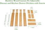 Lipper International Bamboo Wood Custom Fit Adjustable Dresser and Kitchen Drawer Dividers with Inserts, 13 1/4" to 17 1/4" Deep x 2 3/8" Tall, Set of 4 - Image 3