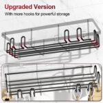 Adhesive Shower Caddy, Shower Shelves with 16 Hooks, Rustproof Shelf Wall Corner Racks for Inside Bath, No Drilling & Sleek Bathroom Organizers and Storage Caddies Soap Holder, 2 Pack - Image 5