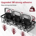 Adhesive Shower Caddy, Shower Shelves with 16 Hooks, Rustproof Shelf Wall Corner Racks for Inside Bath, No Drilling & Sleek Bathroom Organizers and Storage Caddies Soap Holder, 2 Pack - Image 6