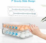 Egg Holder for Fridge, Foldable Automatic Rolling Egg Container for Refrigerator, Stackable Large-Capacity Egg Organizer Tray, Durable Clear Plastic Dispenser (3 dozens) - Image 4