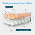 Egg Holder for Fridge, Foldable Automatic Rolling Egg Container for Refrigerator, Stackable Large-Capacity Egg Organizer Tray, Durable Clear Plastic Dispenser (3 dozens) - Image 5