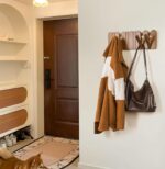 Wall Coat Rack for Entryway: Wooden Modern Heavy Duty 6 Hooks Retractable Wall Mounted for Small Spaces Hallway Bathroom Bedroom for Hanging Jacket Towel Backpack Bag - Image 5