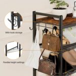 5 Tier Shoe Rack, Shoe Rack for Front Door Entrance with Hook, Shoe Organizer with Adjustable Mesh Shelves, Metal Shoes Rack for Entryway, Closet, Bedroom Living Room Garage - Image 4