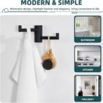 Suyar Matte Black Double Towel Hook, SUS304 Stainless Steel Bathroom Robe Coat Hook with 2 Swivel Arms, Rotating Towel Holder for Kitchen RV Storage, Wall Mounted - Image 4