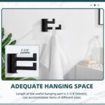 Suyar Matte Black Double Towel Hook, SUS304 Stainless Steel Bathroom Robe Coat Hook with 2 Swivel Arms, Rotating Towel Holder for Kitchen RV Storage, Wall Mounted - Image 6