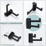 Suyar Matte Black Double Towel Hook, SUS304 Stainless Steel Bathroom Robe Coat Hook with 2 Swivel Arms, Rotating Towel Holder for Kitchen RV Storage, Wall Mounted - Image 10