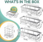 Veken Shower Caddy 6-Pack, Family Choice Award Winner, Large Wall Mounted Shower Rack, Bathroom Shelves Over Toilet, Organizer Storage Accessories with Soap Dish&Toothbrush Holder - Image 6