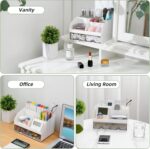 VITVITI Toothbrush Holders for Bathrooms Countertop, 5 Slots Toothpaste Bathroom Counter Sink Organizer with Drawers, Plastic Bathroom Organizer for Vanity/Makeup/Office White - Image 5