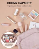BAGSMART Travel Makeup Bag, Cosmetic Bag Make Up Organizer Case,Large Wide-open Pouch for Women Purse for Toiletries Accessories Brushes - Image 3