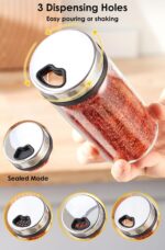 TINMIX Revolving Spice Rack Organizer, Rotating Seasoning Holder Shelf with 5 Large 200ml Glass Jars for Kitchen Countertop Cabinet - Image 4