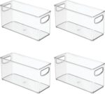 iDesign Slim Clear Plastic Stackable Storage Bin, Tall Narrow Organizer for Kitchen or Pantry, 4-Pack - Image 6