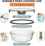Razab 30 PC Glass Food Storage Containers with Lids - Reusable Glass Meal Prep Containers for Lunch & Leftovers - Airtight & Leakproof Snap Locking Lids - Oven, Freezer, Microwave & Dishwasher Safe - Image 4