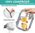 Razab 30 PC Glass Food Storage Containers with Lids - Reusable Glass Meal Prep Containers for Lunch & Leftovers - Airtight & Leakproof Snap Locking Lids - Oven, Freezer, Microwave & Dishwasher Safe - Image 5