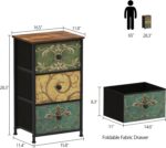 Tohomeor Small Dresser for Bedroom with Retro Flower Narrow Drawers Slim Chest of Drawers Skinny Nightstand Sofa End Table for Living Room Entryway Closet Storage (Multi, 3 Drawers) - Image 4