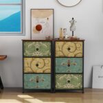 Tohomeor Small Dresser for Bedroom with Retro Flower Narrow Drawers Slim Chest of Drawers Skinny Nightstand Sofa End Table for Living Room Entryway Closet Storage (Multi, 3 Drawers) - Image 5