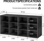 Garden 4 you Shoe Storage Bench, Cubby Shoe Rack with 12 Cubbies, 3-Tier Wood Shoe Rack Organizer, Shoe Organizer Cabinet for Entryway, Hallway, Closet and Garage, Black - Image 3