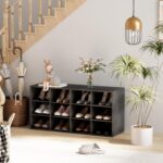Garden 4 you Shoe Storage Bench, Cubby Shoe Rack with 12 Cubbies, 3-Tier Wood Shoe Rack Organizer, Shoe Organizer Cabinet for Entryway, Hallway, Closet and Garage, Black - Image 4