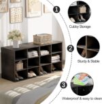 Garden 4 you Shoe Storage Bench, Cubby Shoe Rack with 12 Cubbies, 3-Tier Wood Shoe Rack Organizer, Shoe Organizer Cabinet for Entryway, Hallway, Closet and Garage, Black - Image 5