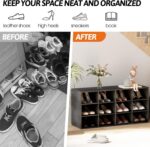 Garden 4 you Shoe Storage Bench, Cubby Shoe Rack with 12 Cubbies, 3-Tier Wood Shoe Rack Organizer, Shoe Organizer Cabinet for Entryway, Hallway, Closet and Garage, Black - Image 7