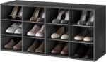 Garden 4 you Shoe Storage Bench, Cubby Shoe Rack with 12 Cubbies, 3-Tier Wood Shoe Rack Organizer, Shoe Organizer Cabinet for Entryway, Hallway, Closet and Garage, Black - Image 10