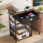 4-Tier AV Media Stand with Drawer, Video Game Console Shelf with 2 Hooks, Audio Rack Tower Perfect for/Xbox/ PS5/Switch/Game Consoles/DVD/Record Player/Projector/Sky Box/TV Accessories - Image 4