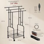Towel Racks for Bathroom, 42" H 3-Tier Durable Black Reinforced Alloy Stand with Wheels and Basket, Free Standing Towel Rack, Multi-Use Blanket Rack for Indoor/Outdoor Bathroom Display - Image 3