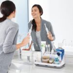 Marble Bathroom Countertop Organizer - Detachable 7 Slots Kids Electric Toothbrush and Toothpaste Holde Drainage for Bathroom Accessories Organization Counter Vanity Storage, Grey - Image 3