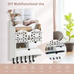 3-Slot Mail Sorter Organizer Wall Mount with 6 Hooks, Key Holder for Wall Decorative with 2 Drawer, Key Rack Hanger for Home Coat/Letter/Magazines/Dog Leash/Entryway/Room Decor - Image 3