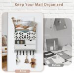 3-Slot Mail Sorter Organizer Wall Mount with 6 Hooks, Key Holder for Wall Decorative with 2 Drawer, Key Rack Hanger for Home Coat/Letter/Magazines/Dog Leash/Entryway/Room Decor - Image 4