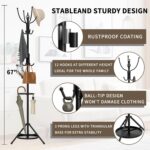 Coat Rack Freestanding - 67" H Black Metal Coat Rack Stand with Umbrella Holder with 12 Hooks for Bathroom Bedroom Entryway Living Room & Office for Hats, Coats, Scarves, Handbags - Image 3