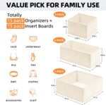 Criusia Closet Drawer Organizer Clothes, 15 Pack Dresser Organizer for Baby Clothes, Fabric Drawer Dividers for Nursery Bedroom (Beige) - Image 4