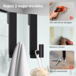 PMMASTO Shower Door Hooks, (7.5 Inch) Extended Towel Hooks for Bathroom Frameless Glass Shower Door, Stainless Steel Heavy Duty Hooks for Hanger Robe,Towel (Black ''T'' Shape 2 Pack) - Image 5