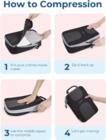 BAGSMART Compression Packing Cubes, 6 Set Packing Cubes for Suitcases, Lightweight Suitcases Organizers Bag Set & Compression Travel Cubes, Travel Essentials Packing Organizers Black - Image 4