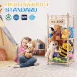 Stuffed Animal Storage Zoo, Wooden Stuffed Animal Organizer with Elastic Cords for Boys Girls, Space Saving Toy Plushies Storage Holder for Playroom, Bedroom, Living Room (Burlywood, Small) - Image 4