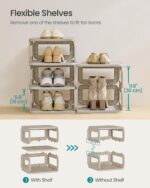 SONGMICS Shoe Rack, Shoe Organizer, 6 Shelves, Shoe Storage, Narrow Shoe Shelf, Open Shelf for Entryway, Living Room, Bathroom, Space-Saving, Cappuccino Beige ULPC037K01 - Image 3